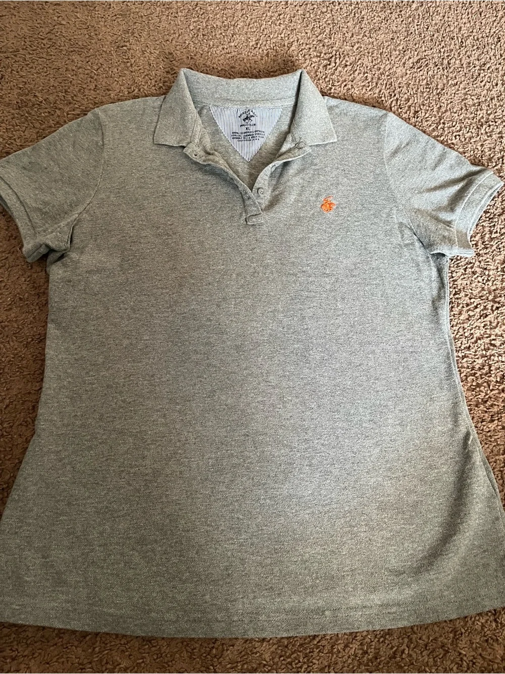 Beverly Hills Polo Club Heather Gray Polo with Orange Logo